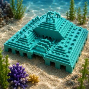 miniatur ocean monument minecraft ukuran 70x70